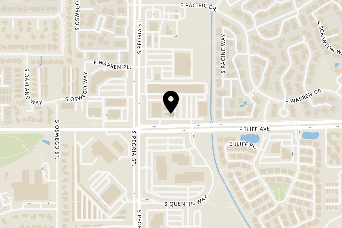 Map showing the location of Bajeko Sekuwa Nepalese & Indian Cuisine Aurora on 12191 E Iliff Ave in Aurora