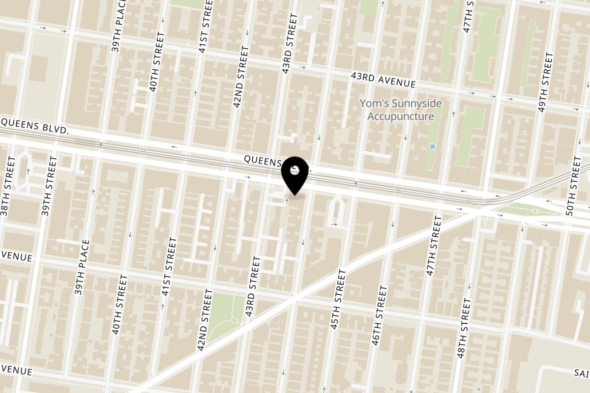 Map showing the location of Bajeko Sekuwa Nepalese & Indian Cuisine Sunnyside on 43-16 Queens Blvd in Sunnyside